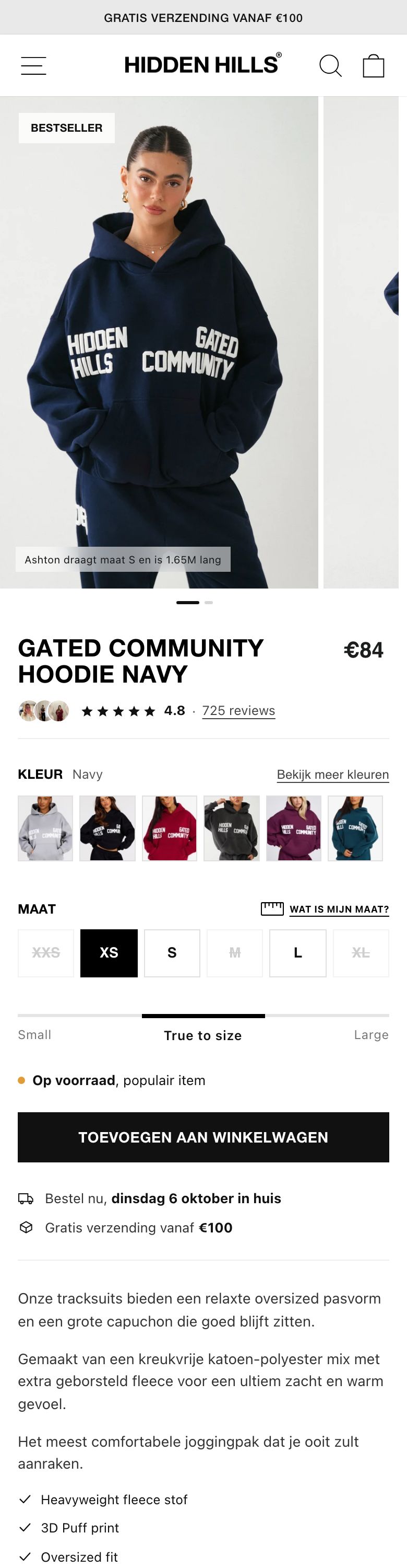 the Hidden Hills Gated Community Hoodie Navy product page, as it is currently live